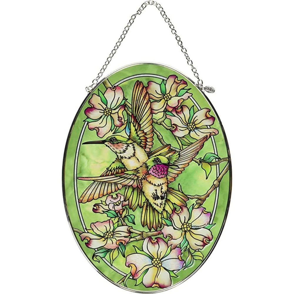 Amia Friendship, Hummingbird Glass Sun Catcher, 9" High
